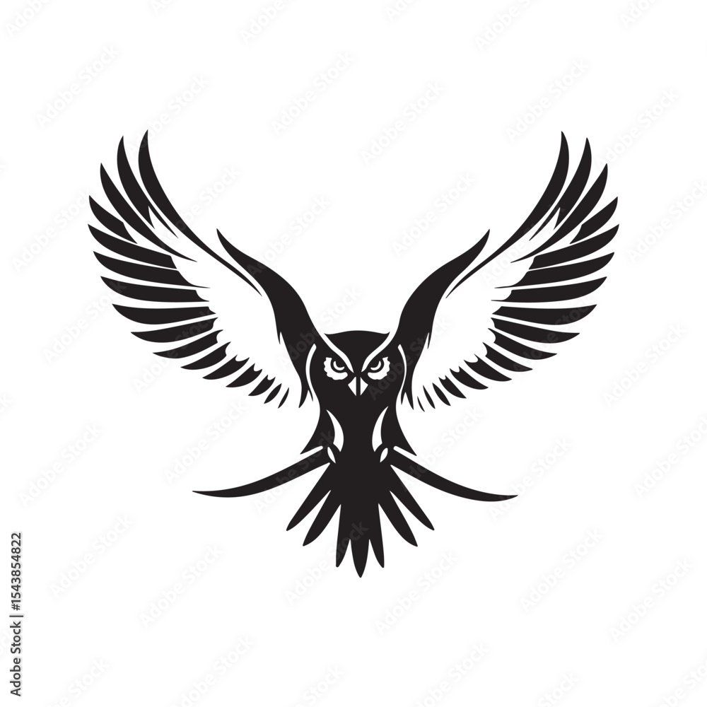 Obraz premium Flying owl silhouette vector illustration