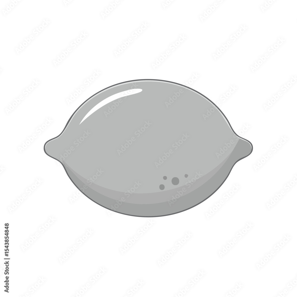 Fototapeta premium Monochrome Lemon Isolated on Black Backdrop, Stylized Fresh Citrus Fruit Illustration