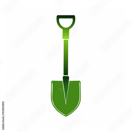 Shovel Icon: Gardening Tool with Green Gradient on White Background