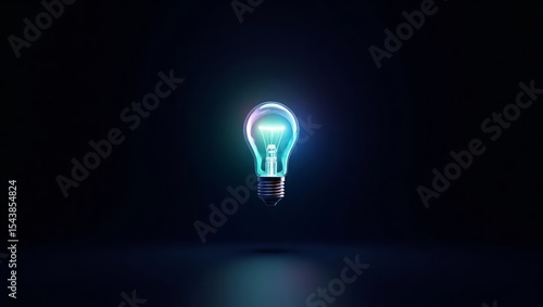 Glowing Cyan Lightbulb Dark Background image