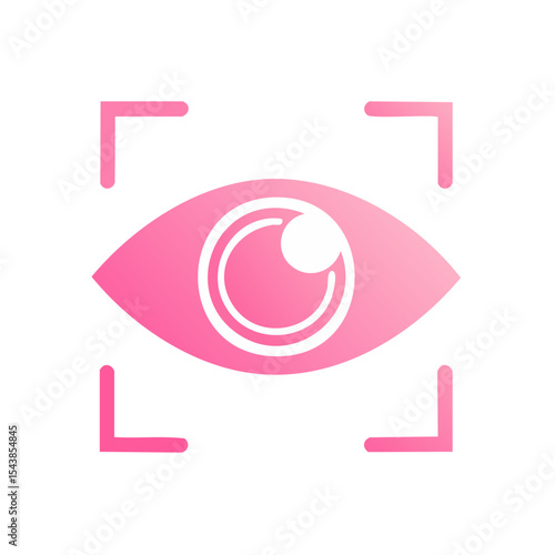 Pink Eye with Scanning Target Symbol on Dark Background for Vision or Security Concepts Illustration