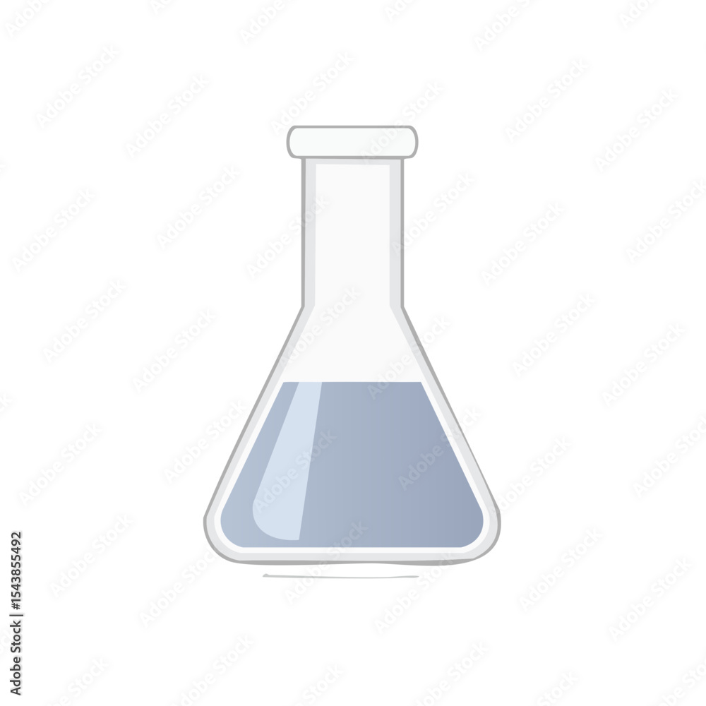Erlenmeyer Flask with Blue Liquid for Chemical Research Experiments in a Laboratory Setting Simple Illustration Erlenmeyer Flask with Blue Liquid for Chemical Research Experiments in a Laboratory Setting Simple Illustration