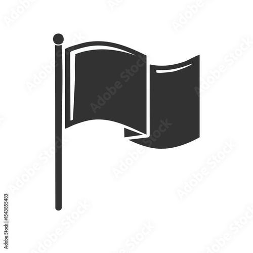 Waving Flag on Pole Illustration, Graphic Sign for Victory, Celebration, or Country Representation