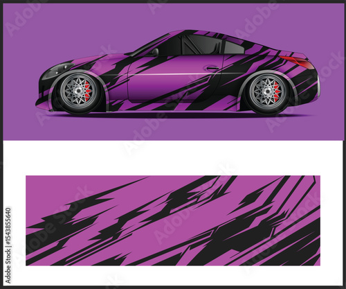 Red and Black Muscle Car with Vinyl Wrap and Matching Graphic