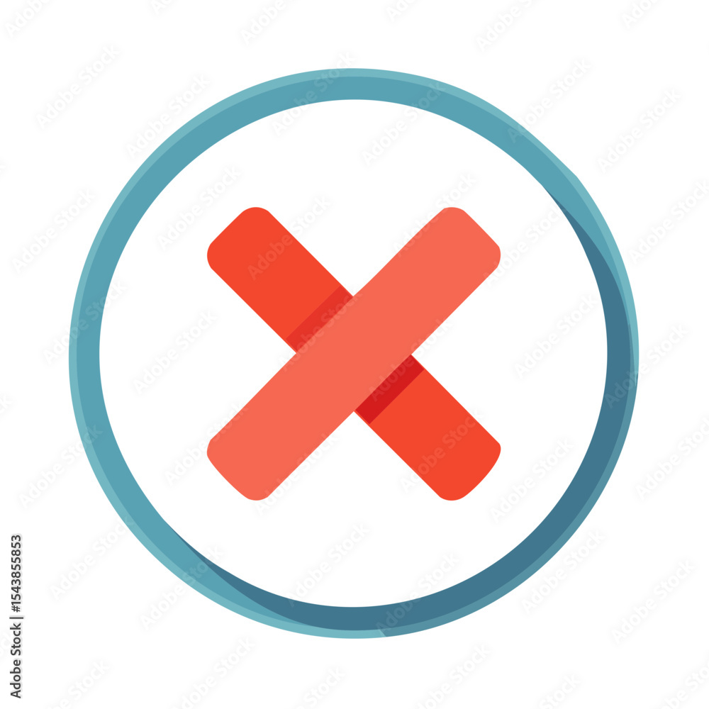 Obraz premium Red Cross Symbol Inside Circle indicating Error Alert Failure Rejection Warning Negative sign