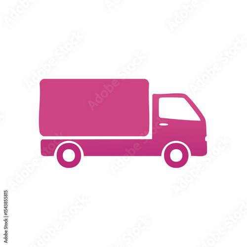 Delivery truck icon in pink with black background vector illustration for logistics or supply chain themed designs