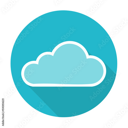 Isolated cloud icon design on circular background symbolising weather or data storage and computing for graphic use