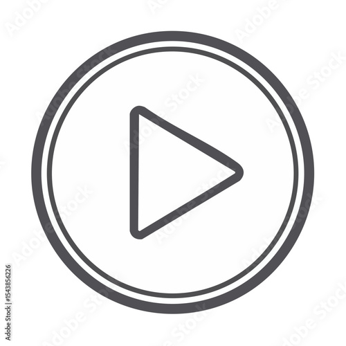 Play button icon on a black background for video playback symbol or multimedia design element. Modern vector illustration for website interface