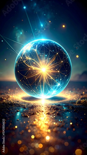 Global Network with Futuristic Sphere.