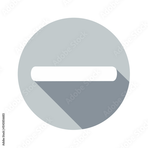 Subtractive sign graphic icon symbolizing reduction minimal design with long shadow circle negative decrease less illustration concept