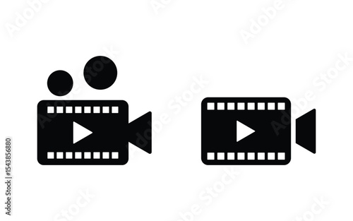 Film Reel and Camera Icon with Video Play Button – Movie Production