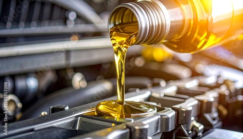 Oil change with car engine, and service.