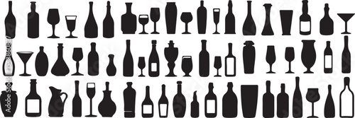 set of bottle silhouettes