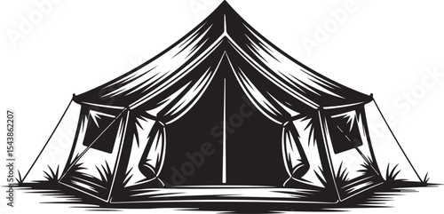 Camping Tent Shelter Outdoor Adventure Equipment Vacation Getaway Vector Art