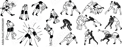 Brazilian Jiu-Jitsu Clipart and Silhouette Vector Collection

