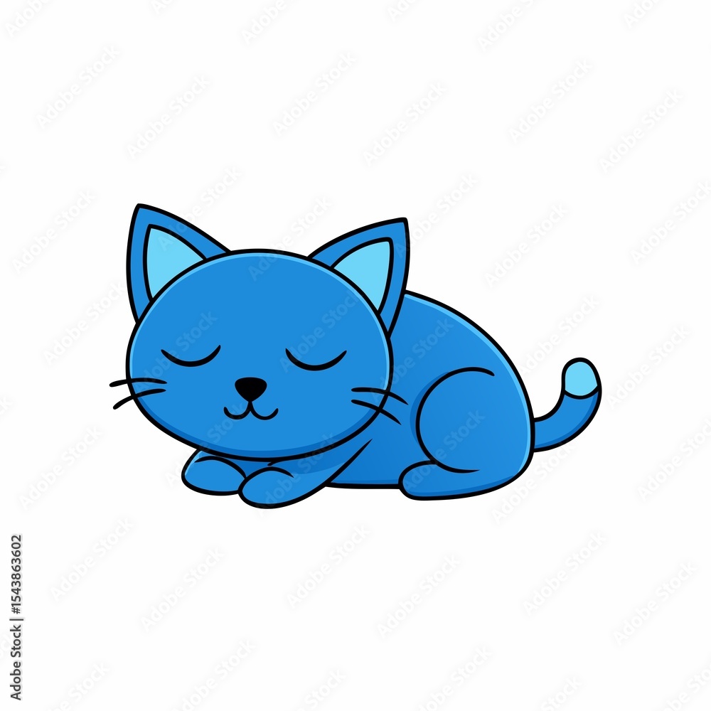 Obraz premium Cute blue kitten sleeping cartoon illustration isolated on white background