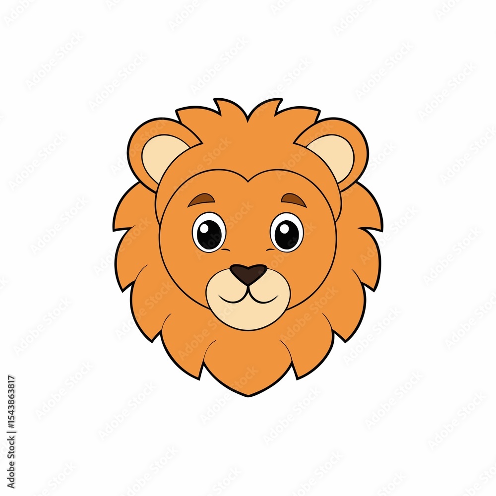 Obraz premium Cute cartoon lion head isolated on white background