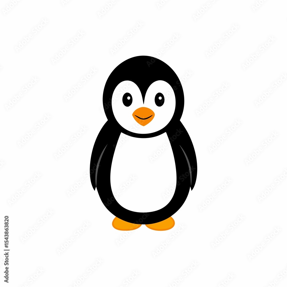 Obraz premium Cute cartoon penguin illustration isolated on white background