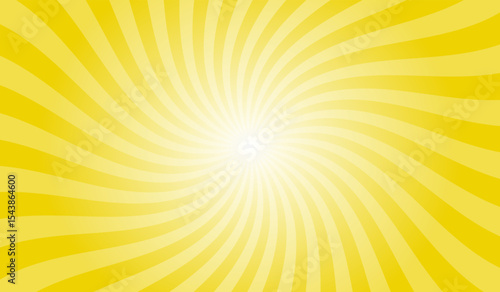 Yellow swirl sunburst background. Safety yellow radial retro glowing rays banner. Abstract retro whirlwind starburst vector abstract background. Twisted radial illustration.