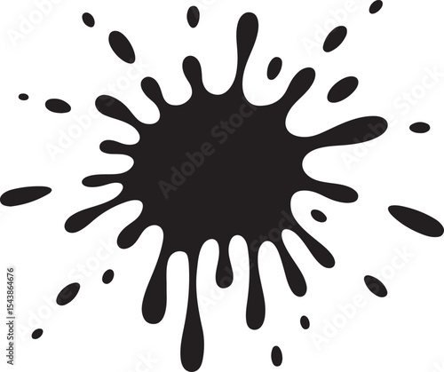 Black Ink Splatter Vector Illustration Grunge Stain Spot Graphic Element