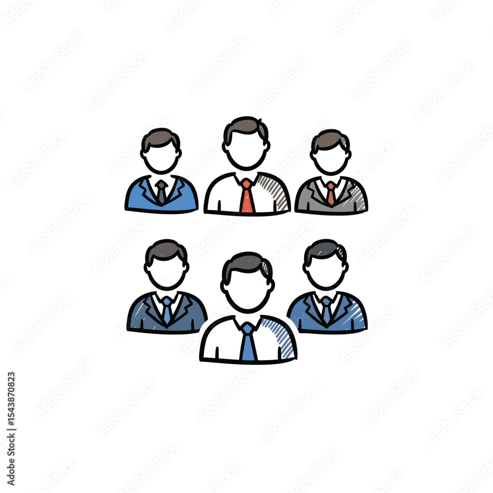 Hand Drawn Sketch of Business Team Meeting. Hand Drawn Sketch of Business Team Meeting.