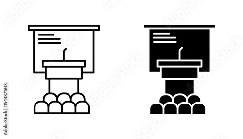 Line icons about meeting. Business concept. Contains such icons as conference, interview, presentation, webinar, teamwork and coworking. Editable stroke. Vector - 64 pixel perfect grid
