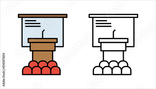 Line icons about meeting. Business concept. Contains such icons as conference, interview, presentation, webinar, teamwork and coworking. Editable stroke. Vector - 64 pixel perfect grid
