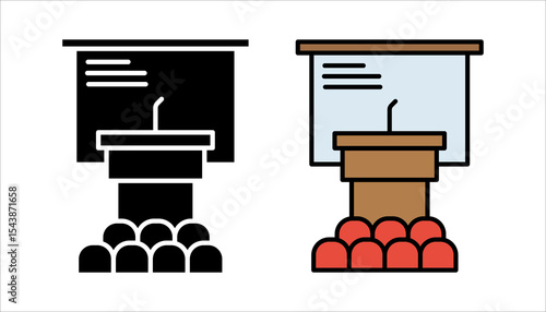 Line icons about meeting. Business concept. Contains such icons as conference, interview, presentation, webinar, teamwork and coworking. Editable stroke. Vector - 64 pixel perfect grid
