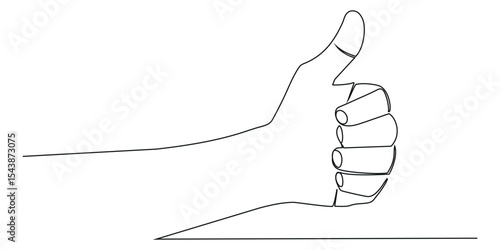 Continuous one line drawing of like hand showing thumb up, Continuous line drawing of like icon. Thumb up in one line drawing.  Vector illustration.