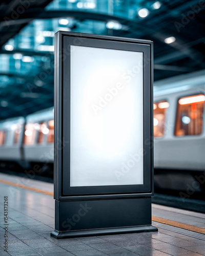  Vertical Billboard Mockup on Subway Station Urban City Background