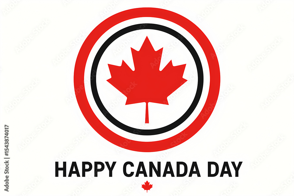 Happy Canada Day Poster with Red Maple Leaf and Circular Design, Patriotic Colors, National Holiday Concept, Generative AI Happy Canada Day Poster with Red Maple Leaf and Circular Design, Patriotic Colors, National Holiday Concept, Generative AI