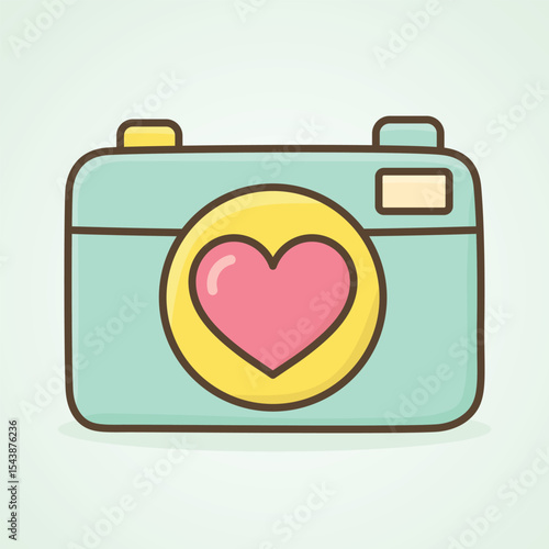 Cute Teal Camera with a Pink Heart