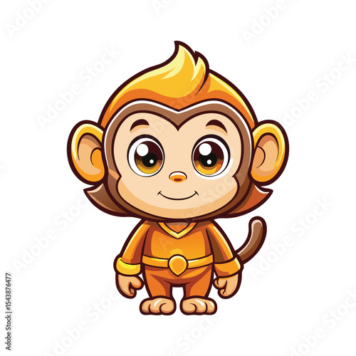 Photography Cute little monkey in an orange outfit