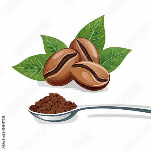 coffee beans and a spoon of roasted arabica