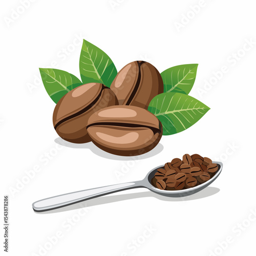 coffee beans and a spoon of roasted arabica