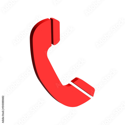 3d red phone icon isolated on transparent background