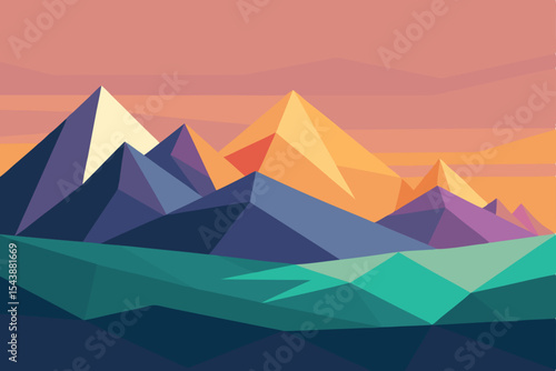 gradient low poly scene with valley and peaks