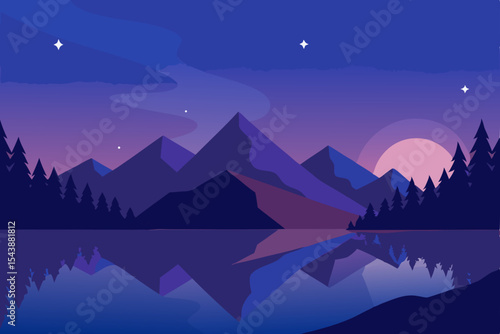 night landscape with mountains