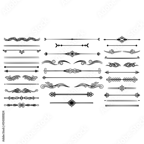 Elegant decorative dividers borders design elements vector graphic set for page decoration and design projects