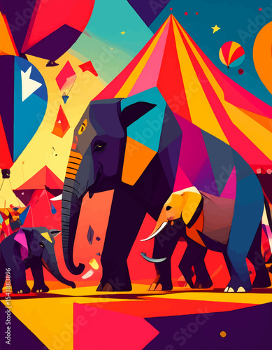 Classic Circus Elephants – Retro Posters with Tents and Balloons