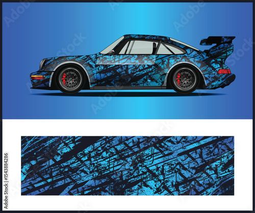 Custom Car Illustration with Abstract Pattern and Red Brake Calipers