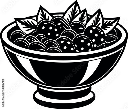 cold fruit salad bowl vector Shallotte on white background
