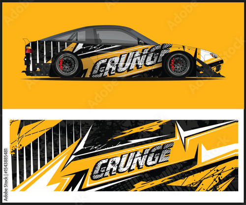 Classic Muscle Car Design with Lime Green and Black Stripes