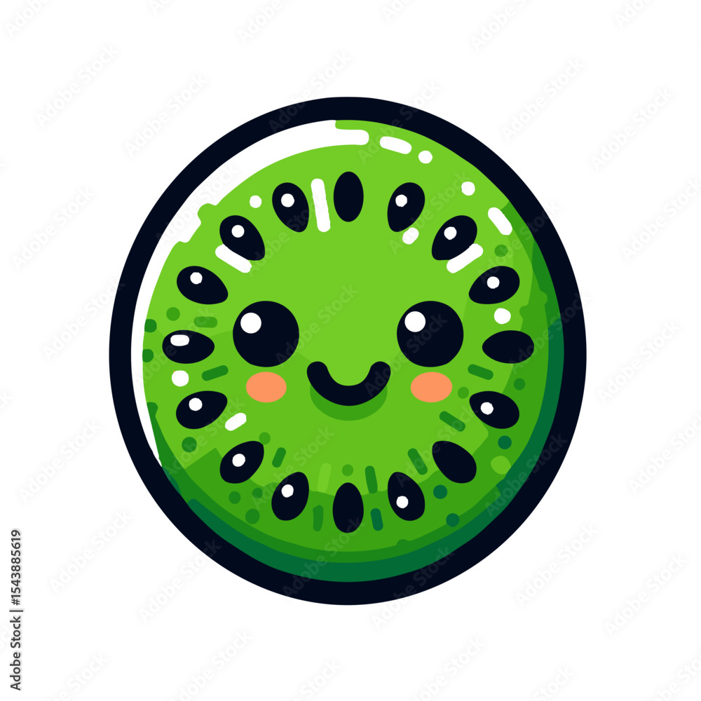 Adorable smiling kiwi cartoon character for educational materials and children’s fruit graphics on transparent background Adorable smiling kiwi cartoon character for educational materials and children’s fruit graphics on transparent background