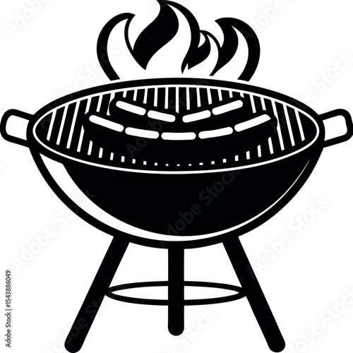 grill barbecue with sausages vector Shallotte on white background