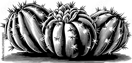Cactus skin texture with ridges and spiked pattern for nature design