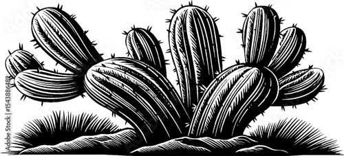 Cactus skin texture with ridges and spiked pattern for nature designs