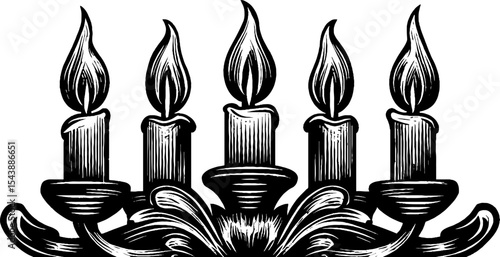 Elegant candelabra with five flames and rising shadows for home decor and design inspiration