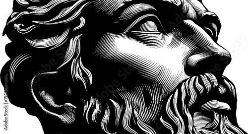 Classical roman profile with clean forehead and detailed features for historical art design