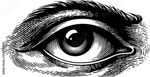 Abstract crescent and spiral eye in black design for artistic projects